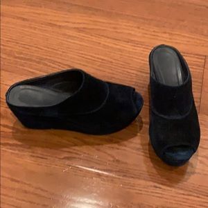 Chocolat Blu Navy Suede Wedges